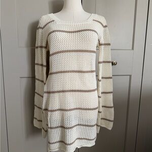 Women’s Cream Open-Knit Stripe Sweater